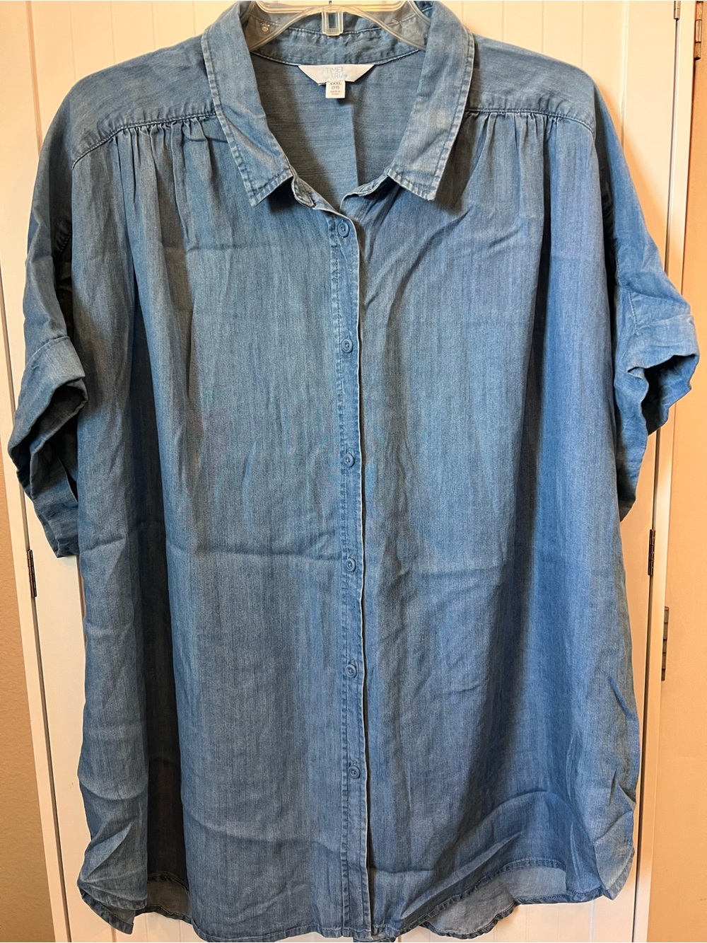 Time and Tru Light Blue Denim Button-Down Shirt
